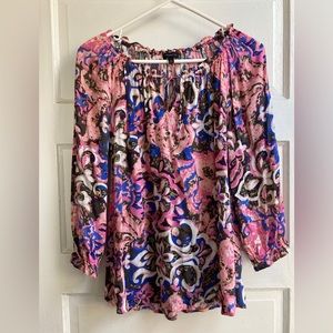 Talbots tie neck 3/4 sleeve blouse